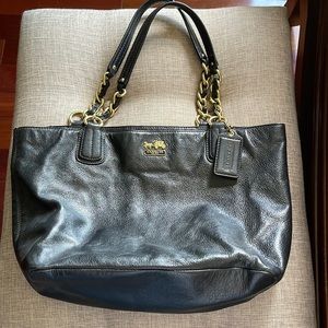 Black leather Coach shoulder bag